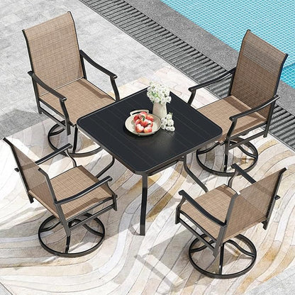 Soohow Patio Dining Table 35"x35", Square Outdoor Dining Table with 1.57" Umbrella Hole, Metal Outdoor Furniture for Patio, Graden, Backyard and Poolside, Weather-Resistant