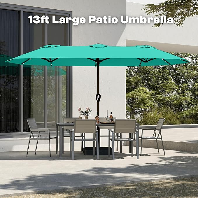 13FT Double Sided Patio Umbrella with LED Lighted