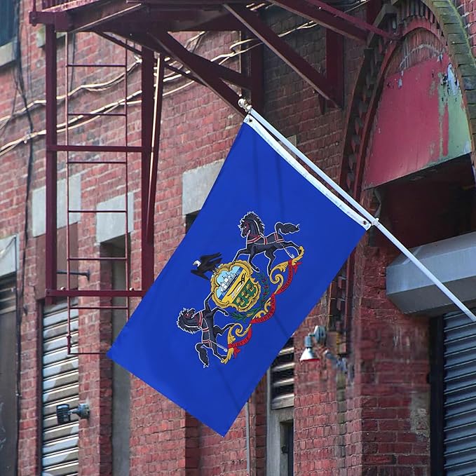 AMZFLAG Pennsylvania State Flag 3x5 ft Outdoor, Double Sided PA Pennsylvania Flag with 2 Brass Grommets Heavy Duty