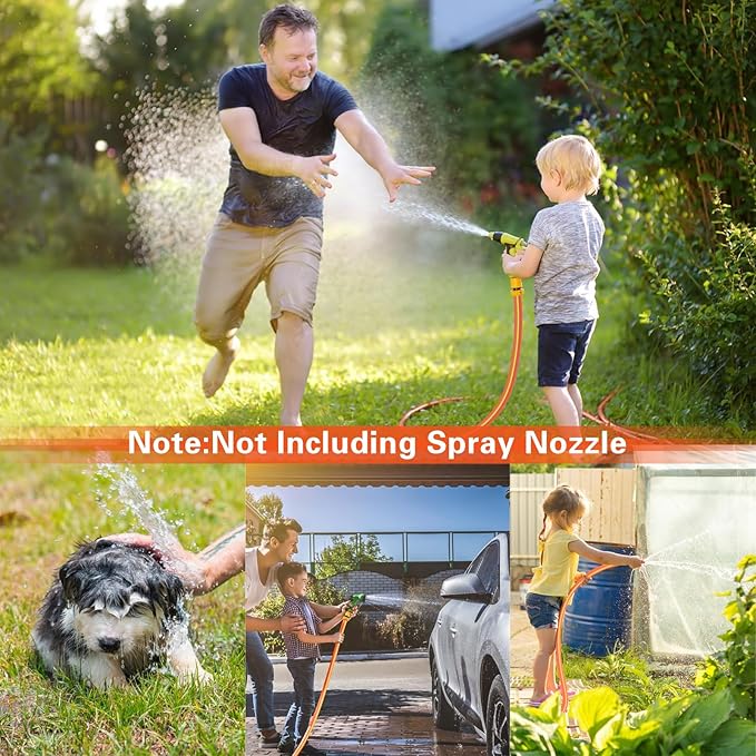 Hybrid Hose 100ft x 5/8", Short Garden Water Hose Heavy Duty, Flexible, Lightweight Hybrid Water Hose with Swivel Handle,3/4'' Brass Fittings, Available For Reel Cart Backyard Burst 500 PSI