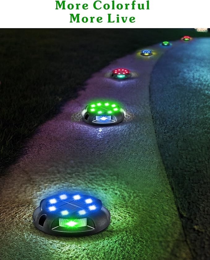 Biling Solar Pathway Lights Outdoor Uplight Sidelight, 8 Packs Multi Color Solar Ground Lights Waterproof for Yard Walkway Garden Halloween Decorations