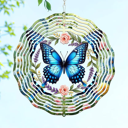 FLAGWIX Christmas Butterfly Wind Spinners Outdoor - 3D Stainless Steel Metal Wind Spinners 12 in - Birthday Gifts for Mom, Butterfly Gifts for Women, Yard Decorations Outdoor, Christmas Decorations