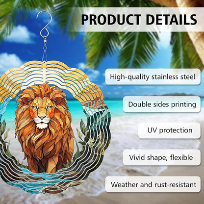 Lion Wind Spinner - Unique 3D Hanging Wind Spinner for Yard and Garden