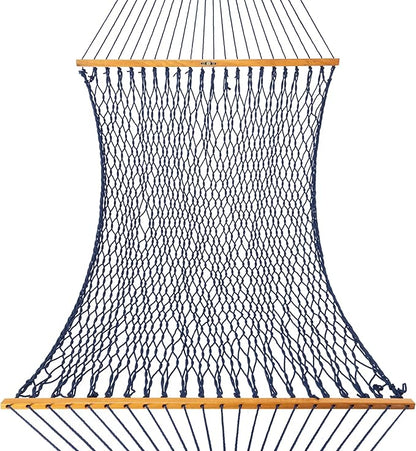 Original Pawleys Island Large Navy DURACORD Rope Hammock with Extension Chains & Tree Hooks, Handcrafted in The USA, 450 LB Weight Capacity, 13 ft. x 55 in.