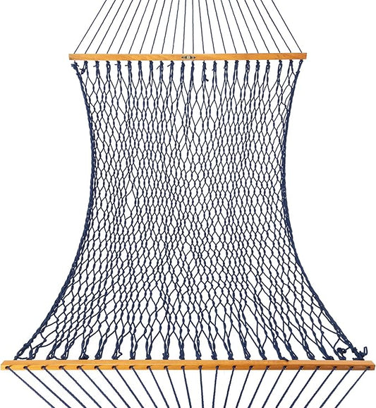 Original Pawleys Island Large Navy DURACORD Rope Hammock with Extension Chains & Tree Hooks, Handcrafted in The USA, 450 LB Weight Capacity, 13 ft. x 55 in.