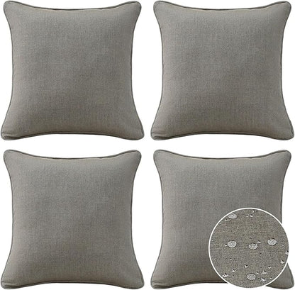 Sunbrella Decorative Outdoor Water Repellent Throw Pillows with Inserts, Set of 4, 18" x18" Pillows for Patio, Backyard, Bed, Couch, and Patio Furniture, Cast Shale