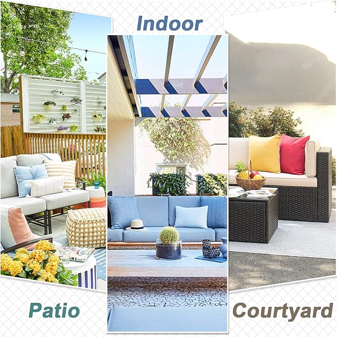 14 PCs Patio Cushion Covers for 7 PCs Outdoor Furniture Sectional Seating Sets Water Resistant Plus 2 Throw Pillows (Hawaii, 23.6(L)*23.6(W)*3.5(T) inches)