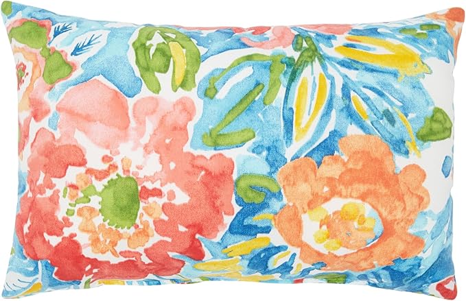BrylaneHome Lumbar Pillow - 20" L x 13" W - Patio & Outdoor - Water, Stain & Fade Resistant - Poppy Blue