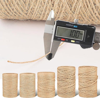 Natural Jute Twine String,Bulk Jute Rope Cord Twine for Crafting Gardening,Roll of Thick and Thin Twine for Gift Wrapping,Brown Decorative Rope,Ornament Twine for Cat Scratch Post (1mm x 1312ft)