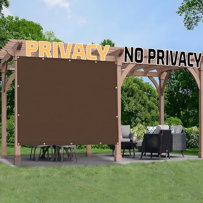 SUNNY GUARD Shade Cloth Custom Size 8x24 FT Sun Shade Screen Fabric Shade Cover Tarp with Grommets for Pergola Backyard Garden, Brown(We Customized)