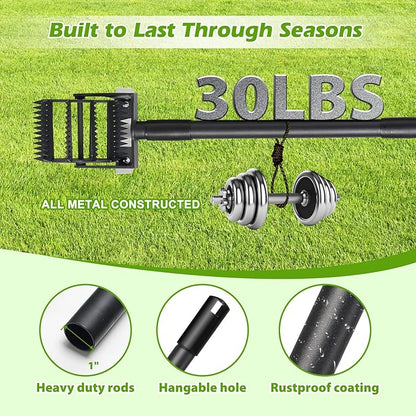 Rotary Cultivator Tool, 2-in-1 Garden Weeder, Crumbler Soil Cultivator Hand Tiller Garden Tool with Sharp Weeding Knife for Soil Mixing, Grass Removal, Lawn Edger, 52 Inch Long