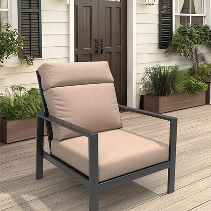 Covers & All Olefin Rectangle High Back Chair Cushion, 420 Denier Supportive Foam Seat and Poly Fill Back Outdoor High Back Chair Cushion, Water and for Patio High Back Chair Cushions