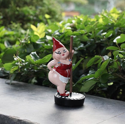 Steel Pipe Dancers Dwarf，Gnome Garden Decorations Resin Statue Outdoor Statue Lawn Yard Balcony Porch Home Decorations Garden Decor