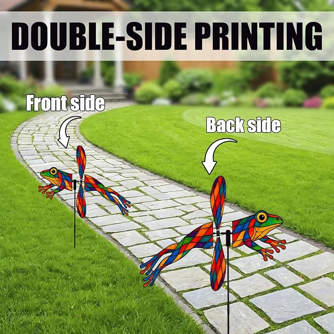 Frog Petite Spinner Outdoor, Frog Wind Spinner for Yard and Garden