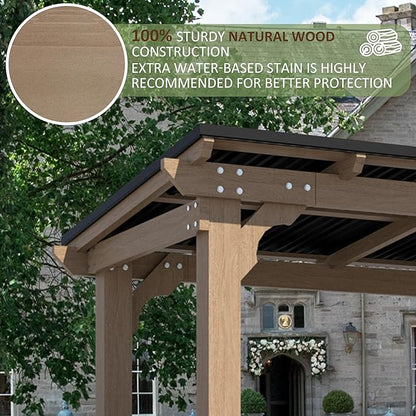 8 x 5 FT Wooden Grill Gazebo with Sloping Metal roof, 2 Full Size Grills, BBQ Canopy for Outdoor Patio, Lawn, Garden, Light Mocha Brown