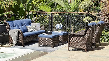 HUMMUH 3-Seat Outdoor Wicker Sofa PE Rattan Patio Couch with Thick Cushions,Deep Seat High Curved Back Armset Patio Sofa…