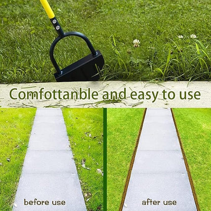 Lawn Edger Tool, Manual Grass Edger, Saw Tooth Garden Edger Hand with Long Handle, Manual Edger, Half Moon Edger for Yard, Garden, Landscaping, Sidewalk, Cable Burying