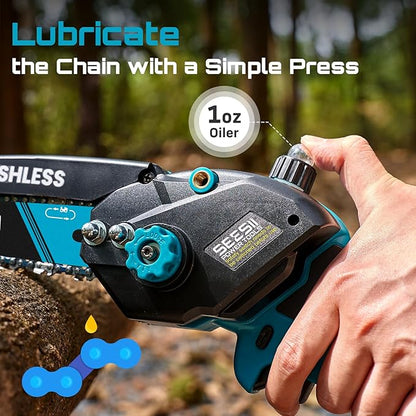 Mini Chainsaw Cordless Battery Powered: 8 inch & 6 inch Electric Chain Saw with 2 Pack 4000mA Batteries, Handheld Saw for Trees Branches Trimming Wood Cutting, Gardening Tools for Dad Husband Men