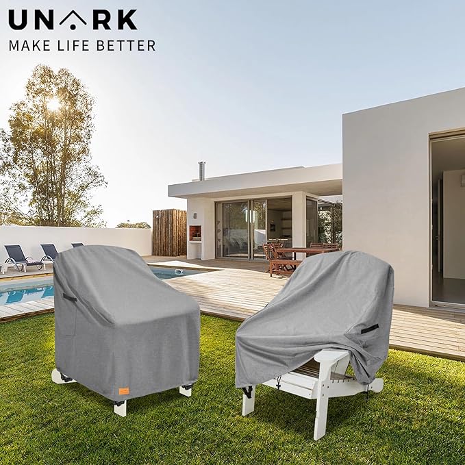 Outdoor Adirondack Chair Covers 30W x 34D x 36H Inches, Patio Furniture Covers Waterproof Heavy Duty Outdoor Swivel Chair Cover,Gery