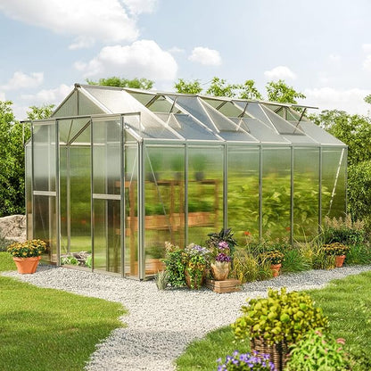 Greenhouse Saphir 6 Aluminum Frame 8.5 x 12.6 ft with Approx. 6 mm Polycarbonate Panels