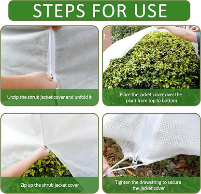 Remiawy Plant Covers Freeze Protection, 2.0 oz/yd² Shrub Jacket Plant Covers for Winter, 2 Pack 50 x 70 Inch Reusable Frost Cloth Bags Protectors for Cold Weather Outdoor Potted Plants Fruit Trees