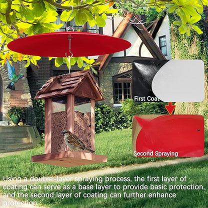 Bird Feeder Baffle, Metal Hummingbird Feeder Rain Guard for Bird Houses,13 inch Hanging Baffle Weather Guard for Outside Red 2 Pack