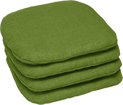 BrylaneHome Indoor/Outdoor Chair Pads (Set of 4) - 16" L x 15.6" W - Water, Stain & Fade Resistant - Willow