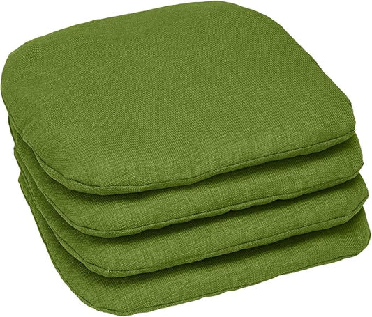 BrylaneHome Indoor/Outdoor Chair Pads (Set of 4) - 16" L x 15.6" W - Water, Stain & Fade Resistant - Willow