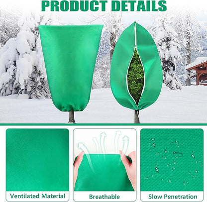 Plant Covers Freeze Protection, 2 Pack 47''×71'' Green Frost Cloths Blankets with Zipper Drawstring Shrub Tree Covers for Winter Outdoor Plants Freeze Protection