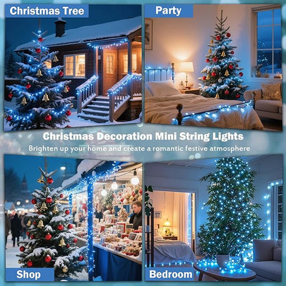 Vigdur 2 Pack 13ft 50 Count Outdoor String Lights on Blue Wire Cord, UL Approved for Indoor/Outdoors Use, Connectable 120V Clear Outdoor Lights for Xmas Patio Home Party Garden Decor(Blue)