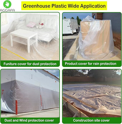 6 mil (24ft x 25ft) 100% Virgin Material. 5Layers Advanced Extrusion Technology for UV Protection, Anti-drip, Anti-Fog, Thermal and Strength. 4Years Lifetime UV Resistant Greenhouse Plastic