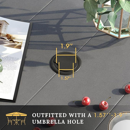 VICLLAX 5 Pieces Patio Dining Set, 4 Seats Outdoor Furniture Set Includes 40.2" Square Outdoor Dining Table and 4 Swivel Patio Chairs, Grey Tabletop and Fabric