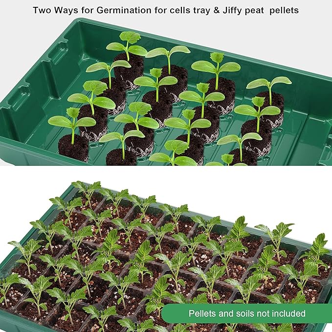 MIXC Seedling Trays Seed Starter Tray, 5-Pack Mini Propagator Plant Greenhouse Grow Kit with Humidity Vented Domes and Base for Seeds' Starting (40 Cells Per Tray, Total 200 Cells), Green