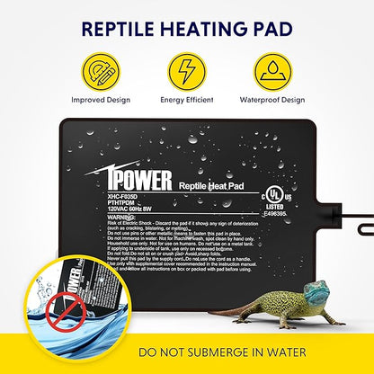 iPower Reptile Heat Pad 6X8 Inch 8W Under Tank Terrarium Warmer Heating Mat for Turtle, Lizard, Frog, Snake, Reptile, and Other Small Animals