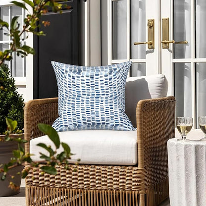 LVTXIII Outdoor Throw Pillows, Decorative Throw Pillows with Inserts, 16"x16" Square Pillows for Bed, Couch, Sofa and Patio Furniture, Set of 2, A Pebble Blue