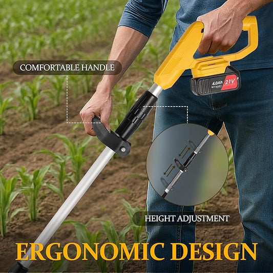 Cordless Electric Tiller, 270RPM High Speed Cordless Tiller, with 2 * 4.0Ah /21V Batteries & Charger, 9In Tilling Width and 6.6In Depth Garden Rototiller for Lawn/Gardening/Soil Cultivation