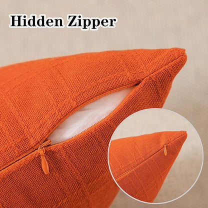 Kevin Textile Fall Outdoor Waterproof Throw Pillow Covers Decorative Farmhouse Water Resistant Checkered Cushion Covers for Tent Patio Garden Couch Sofa Pack of 2 (12x20 Inch Orange)