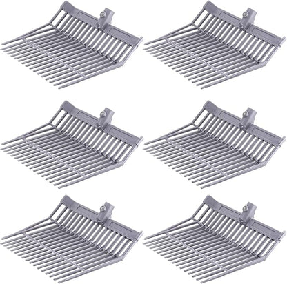 Lasnten 6 Pcs Manure Fork Head Bulk 18 Tines Pitch Fork Replacement Head with Screws and Nuts Durable Stable ABS Plastic for Horse Stall Picking up Manure