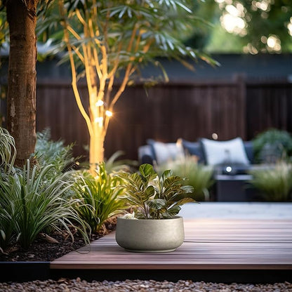 Kante 13.4" Dia Round Curvy Concrete Planter, Large Plant Pots with Drainage Hole and Rubber Plug for Indoor Outdoor Plants, Flower Pot for Home Garden Patio Porch, Weathered Concrete