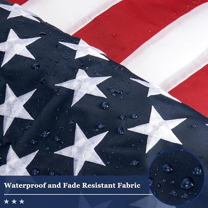 American Flags for Outside 3x5 Ft; American Flags 3x5 Outdoor Heavy Duty. Durable 250D Polyester US flags with Premium Embroidered Stars, Sewn Stripes, Brass Grommets, and Vibrant Colors.