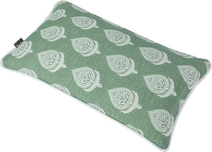 FUNHOME Set of 2 Patio Lumbar Pillows with Insert, 12”x20” Water-Repellent Outdoor Lumbar Pillow, Decorative Garden All Weather Lumbar Cushions for Home Patio Coach Sofa Use-Fair Green