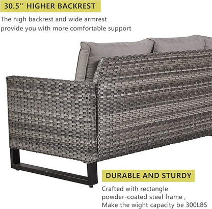 HUMMUH 7 Piece Patio Furniture Set Outdoor Sectional Sofa,High Back Patio Swivel Rocker Chairs with Ottomans Coffee Table for Porch,Garden,Backyard