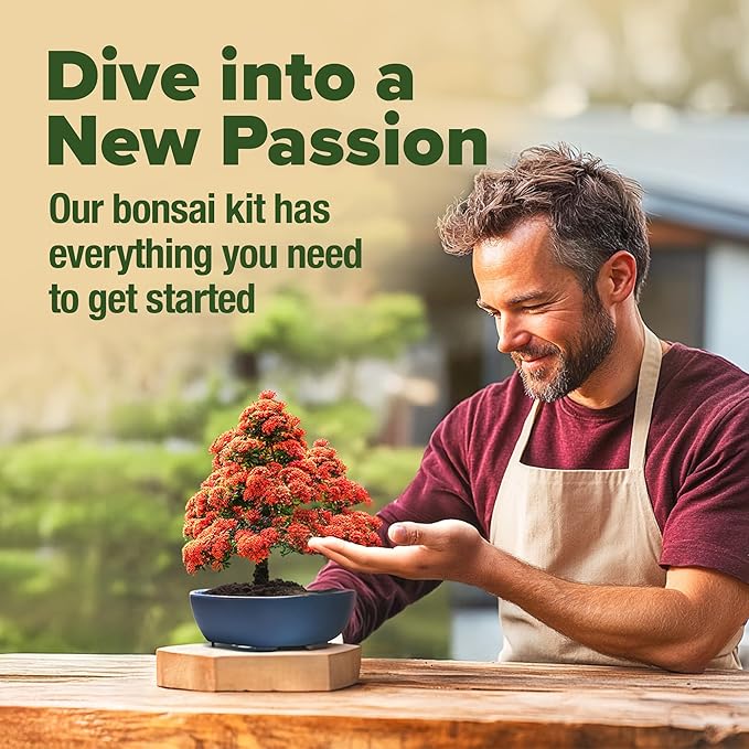 HOME GROWN 𝗨𝗦𝗔 Bonsai Tree Kit – 6 Heirloom Varieties with Unique Pots – DIY Bonsai Starter Kit for Adults & Beginners – Christmas Gift for Men Women Gardeners Plant Lovers – Indoor Growing Kit