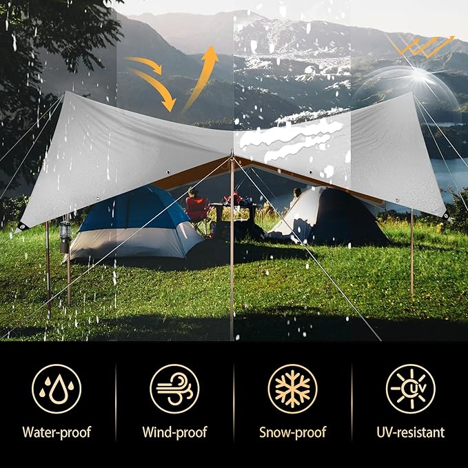 Tarp 6x8 ft Heavy Duty 10mil Silver/Brown 100% Waterproof High Durability Multipurpose Outdoor Tarpaulin,Uv Resistant,for Courtyards,Camping, Canopy, Trailer, Boats, Camping, Etc -by MVPNET