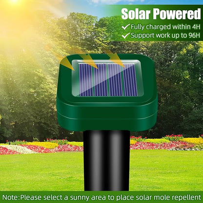 8 Pack Solar Powered Mole Repellent Ultrasonic Stakes - Outdoor Snake, Gopher, Vole, Groundhog Repeller for Yard & Lawn, Waterproof Pest Deterrent for Garden & Farm
