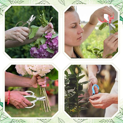 12 Pcs Gardening Tools Flower Scissors Flower Bar Supplies Pastel Rainbow Color Pruning Scissors Floral Shears Stainless Steel Garden Clippers Cutters for Branches Leaves, Gift for Women(Cute Color)