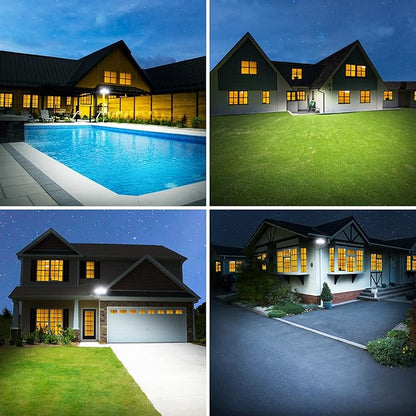 Onforu 100W Dusk to Dawn Outdoor Lighting, 9000LM Exterior Led Flood Lights, IP65 Waterproof 3 Adjustable Heads Security Black Lights Fixture, 6500K Photocell Floodlights for Garage, Patio, Yard