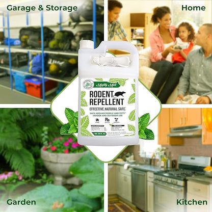 Mighty Mint Peppermint Oil Rodent Repellent Spray with Microfiber Cloth – Natural Indoor & Outdoor Control for Mice and Rats – Plant-Based, Extra-Strong Formula - 1 Gallon (128 oz)