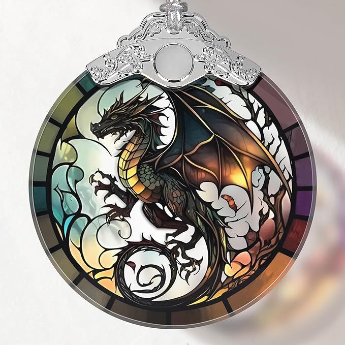 Dragon Stained Glass Ornament, Christmas Ornaments, Xmas Tree Decorations, Ornaments for Christmas Tree, Holiday Presents, Gift Exchange Ideas