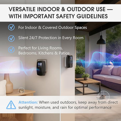 2025 Powerful Ultrasonic Pest Control Plug-in Device with LCD – Electronic Indoor/Outdoor Rodent Deterrent for Mice, Rats, Bats, Squirrels – Sound and Electromagnetic Wave-Based Technology